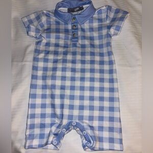 Blue Checkered Kids Romper